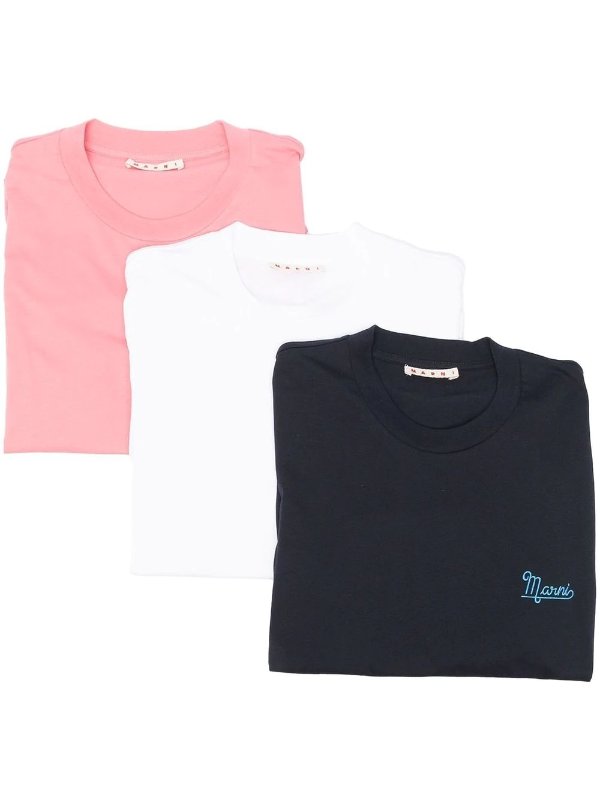 three-pack embroidered-logo T-shirt