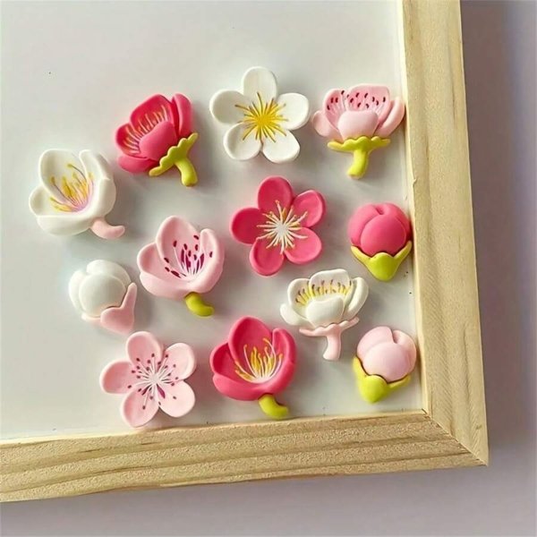 12pcs/Set Cute Flower Shaped Fridge Magnets For Office And Kitchen Decoration, Kitchen Accessories