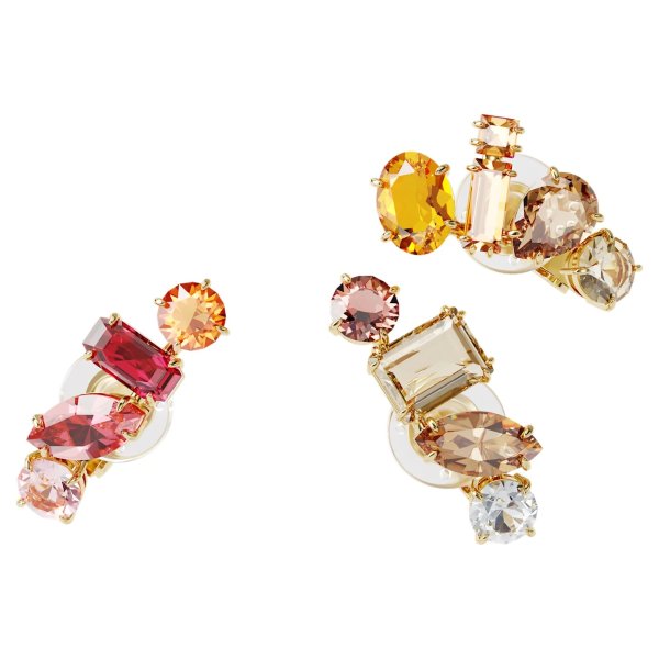Gema clip earring, Single, Set, White, Gold-tone plated by SWAROVSKI