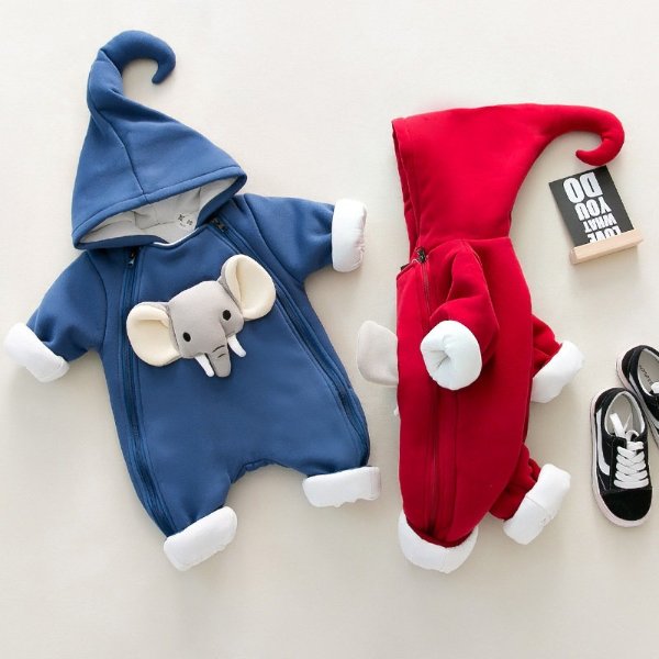 Baby Elephant Warm Hooded Jumpsuit