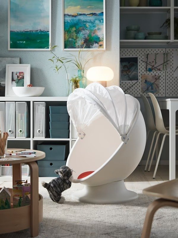 PS LOMSK Swivel chair, white/red