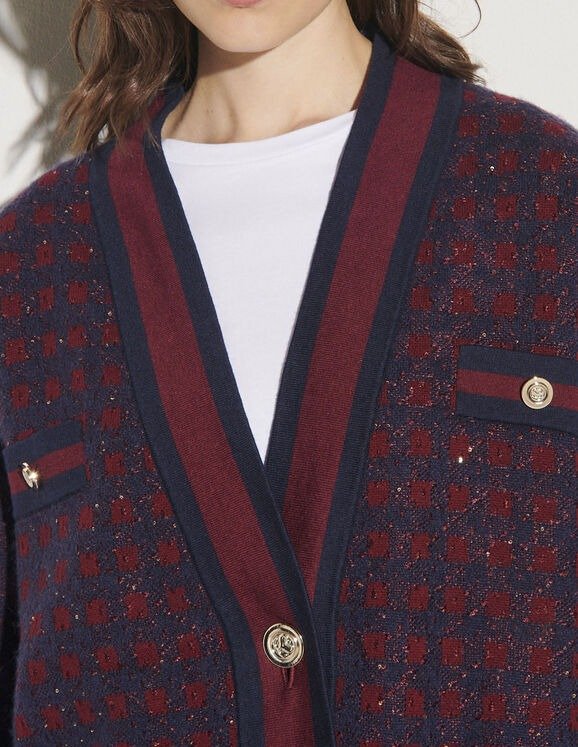 Checked cardigan with sequins