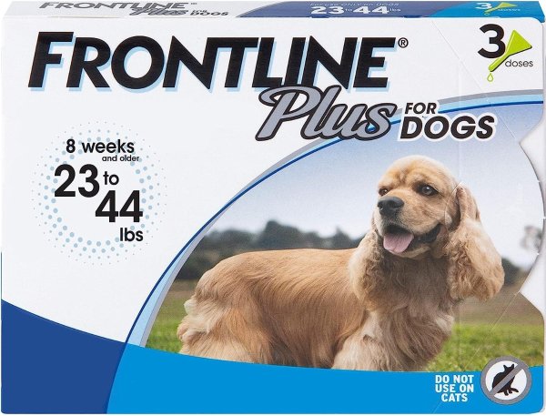 Plus for Dogs Medium Dog (23-44 pounds) Flea and Tick Treatment, 3 Doses
