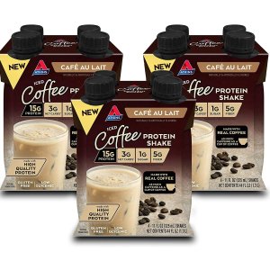 Atkins Iced Coffee Café au Lait Protein Shake, with Coffee and Protein, Keto-Friendly and Gluten Free, (12 Shakes)