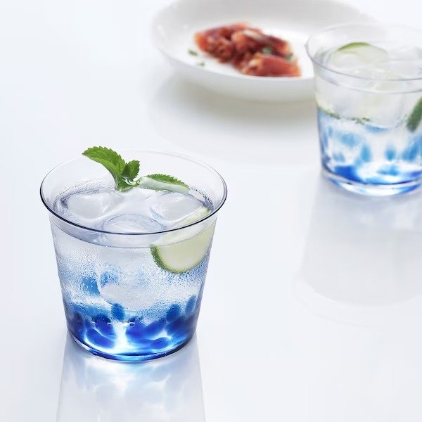 FOSSTA Wine glass, blue/dot pattern, 10 oz - IKEA
