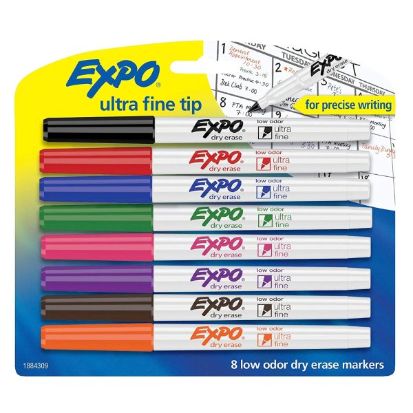 EXPO 8色可擦白板笔 超细笔尖