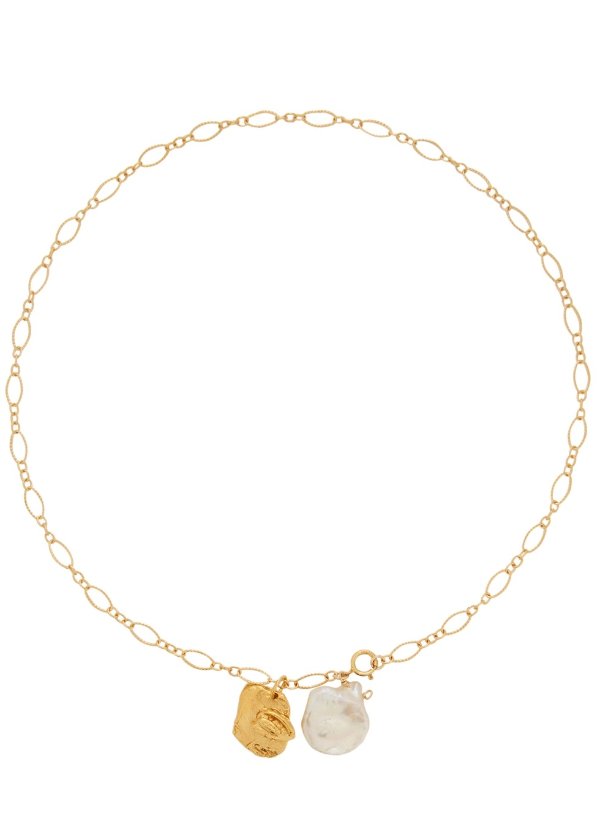 The Stranger And The Sleepwalker 24kt gold-plated necklace