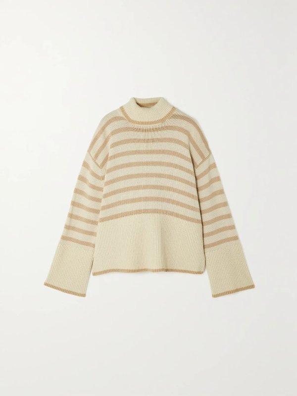 + NET SUSTAIN striped wool-blend turtleneck sweater