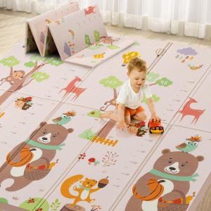 GZZ Foldable Baby Play Mat,Reversible, Waterproof, Anti-Slip Floor Playing Mats for Infants, Babies, Toddlers