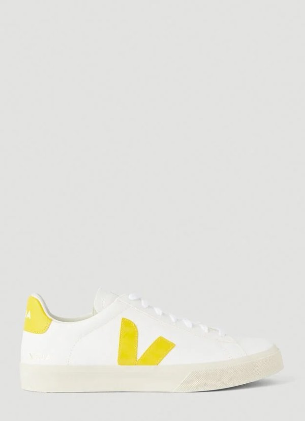 Campo Leather Sneakers in White and Yellow
