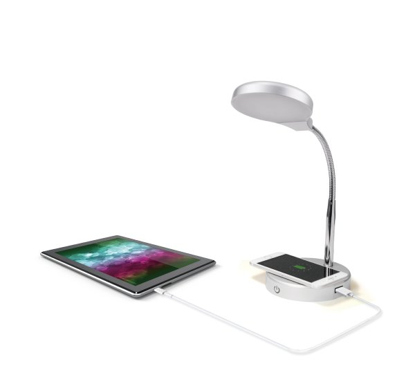 LED Desk Lamp with Qi Wireless Charging and USB Port