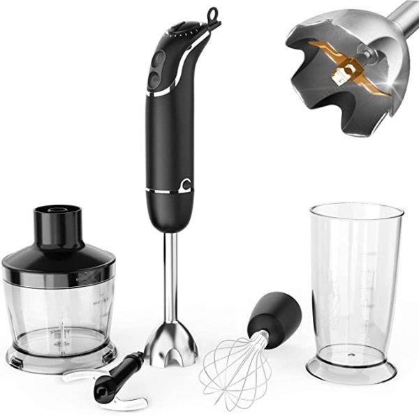 Mueller Hand Blender, 800W 12 Speed and Turbo Mode - Silver