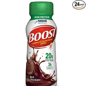 Boost High Protein Complete Nutritional Drink, Rich Chocolate, 8 fl oz Bottle, 24 Pack @ Amazon