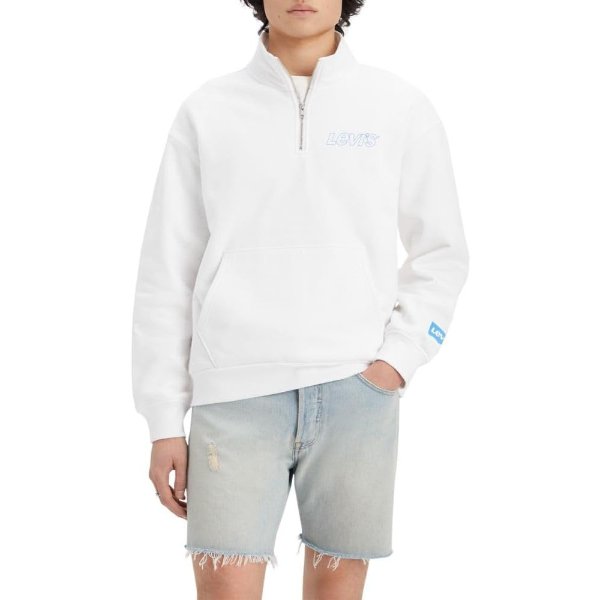 Men’s Relaxed Graphic Quarter Zip Pocket Sweatshirt