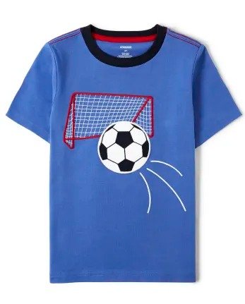 Boys Short Sleeve Embroidered Soccer Top - Ready, Set, Goal