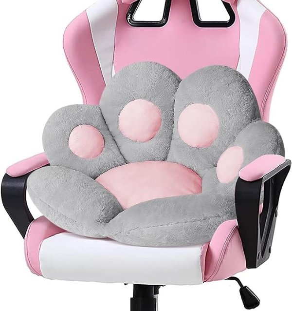 Cat Paw Cushion Kawaii Chair Cushions 27.5 x 23.6 inch Cute Stuff Seat Pad Comfy Lazy Sofa Office Floor Pillow for Gaming Chairs Room Decor Grey