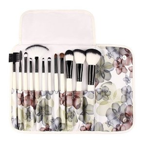 UNIMEIX Professional 12 Pcs Makeup Brushes Cosmetics Brush Set With Flower Pattern Case ( Black Flower)