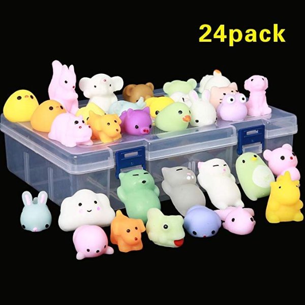 24Pcs Mochi Squishy Toys, Mochi Kawaii squishies Toys Gifts for Party Favors for Kids, Mini Supper Cute Animals Stress Toys Stress Relief Toys Squeeze Toys Squishy Cats Panda Rabbit Xmas Gifts