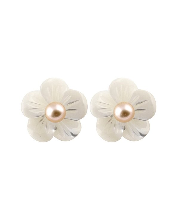 14K Yellow Gold 3.5-4mm Freshwater Pearl & Mother-of-Pearl Studs