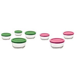 Anchor 6 or 8-Piece Glass Storage Sets (1 cup or 2 cup - 5 Colors)