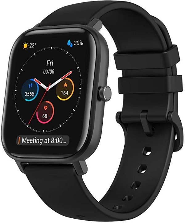 GTS Fitness Smartwatch with Heart Rate Monitor, 14-Day Battery Life, Music Control, 1.65" Display, Sleep and Swim Tracking, GPS, Water Resistant, Smart Notifications, Obsidian Black