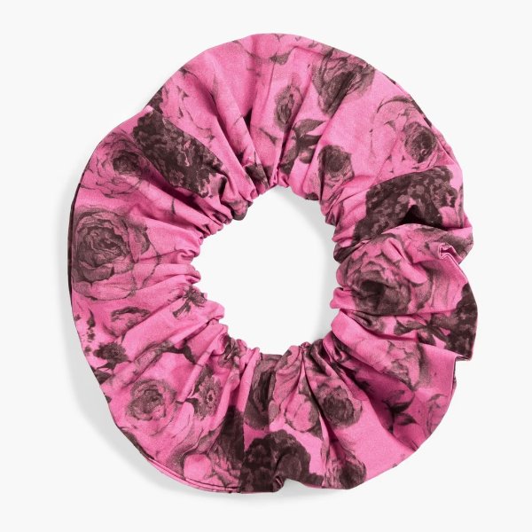 Floral-print organic cotton-poplin hair tie
