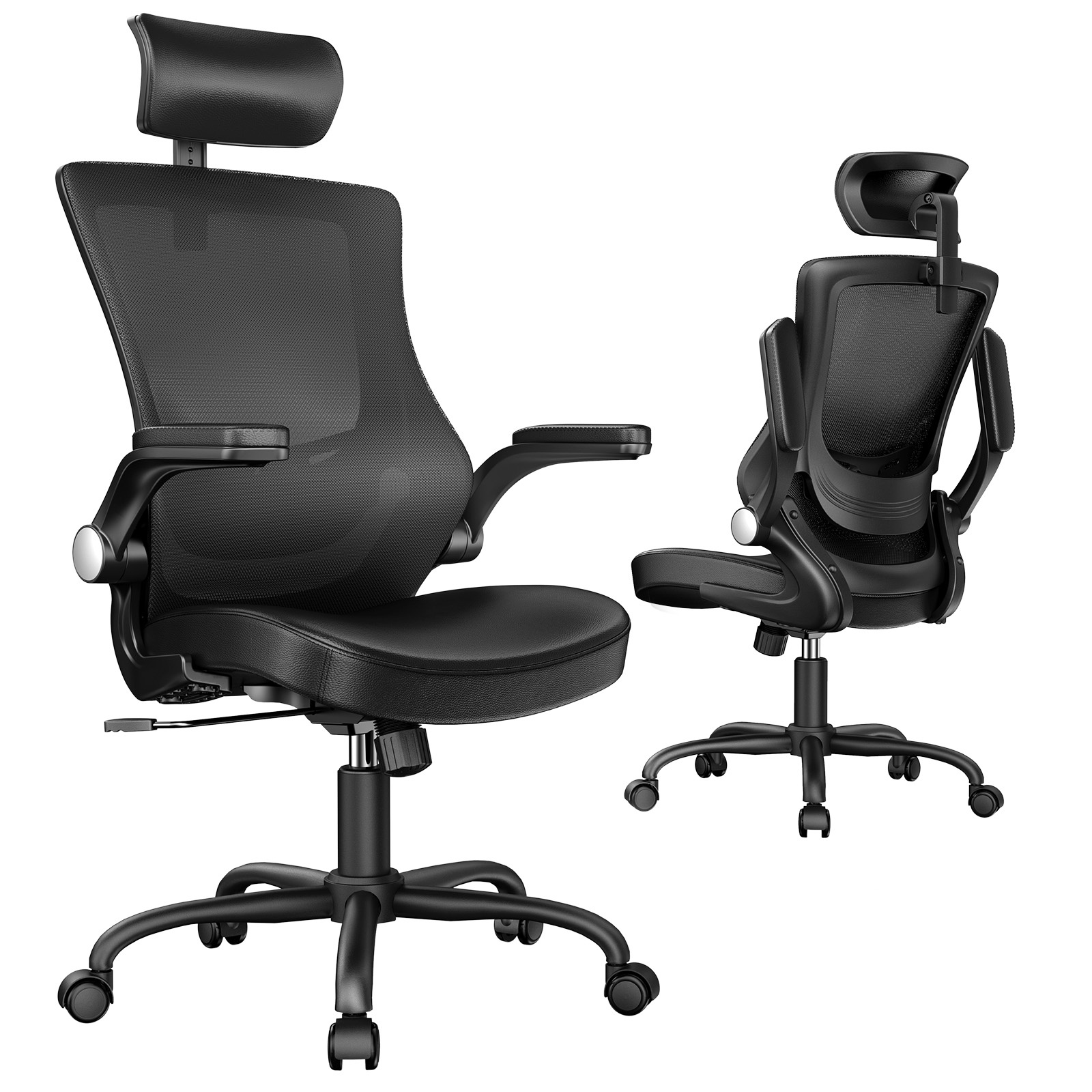 Marsail 符合人体工学的办公椅，带可调节头枕 & 腰部支撑和翻转扶手