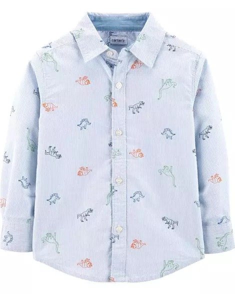 Dinosaur Oxford Button-Front Shirt