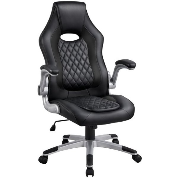 SmileMart Leather High Back Ergonomic Racing Office Chair, Black