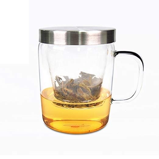 12.6oz TAETEA Tea Cup tea gift glass Tea Cup With Loose Leaf Tea Brewing System