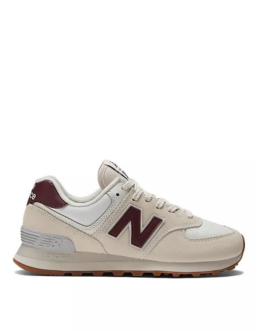 574 sneakers in off white and burgundy