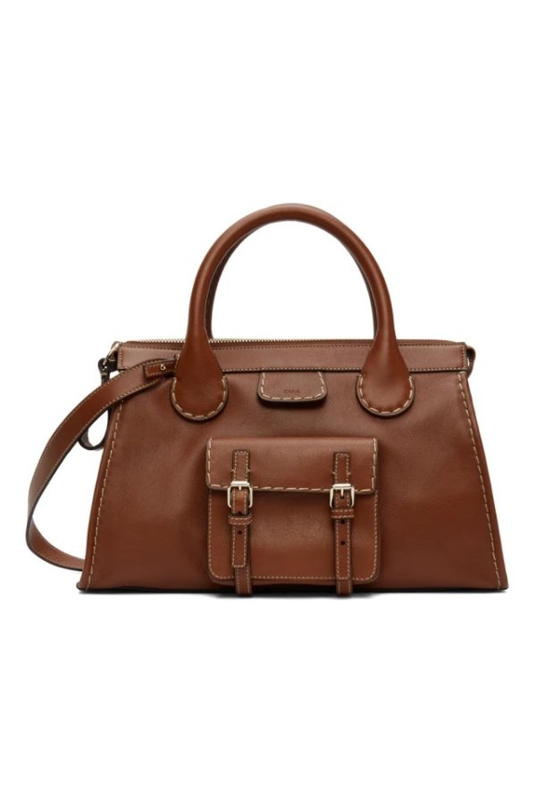 Brown Medium Edith Top Handle Bag