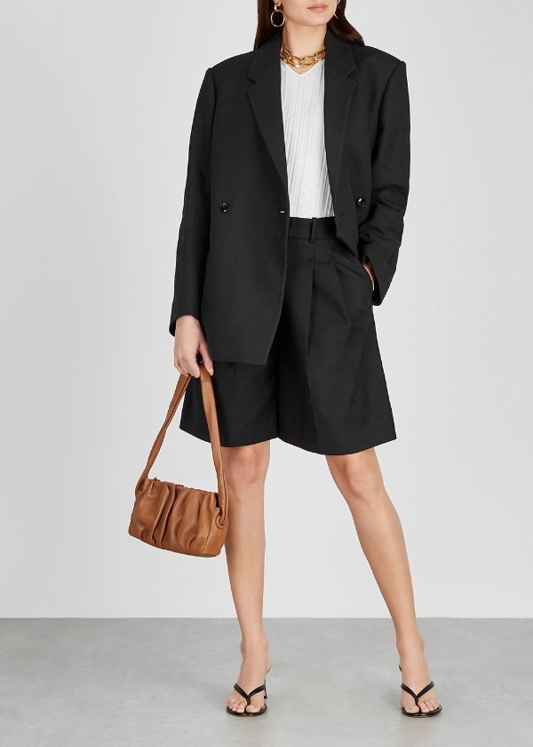 Loreo double-breasted cotton-blend blazer
