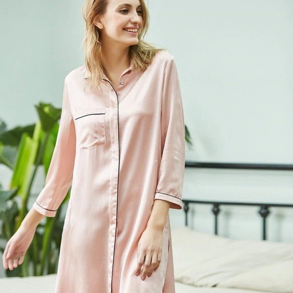 19 Momme Leisure Silk Sleep Shirt Dress
