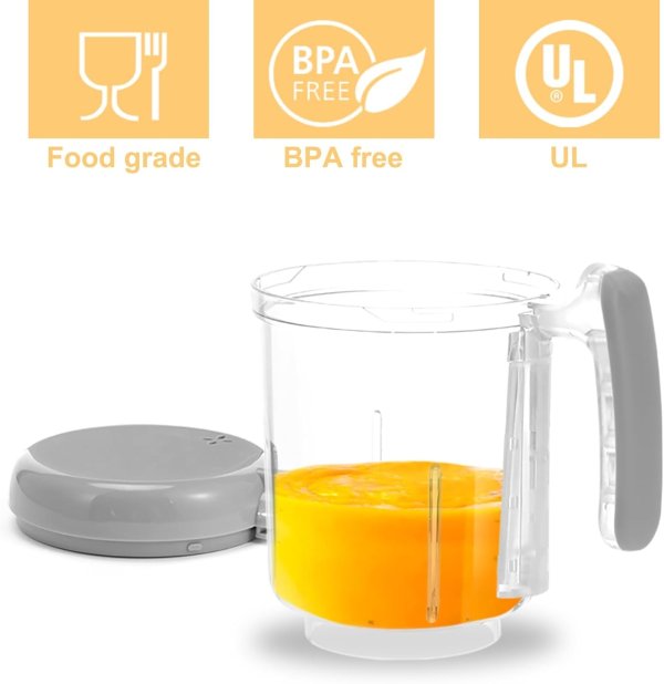 Baby Food Blender Cup and Blade Component, Compatible with Bear Baby Food Maker Model SJJ-R03B5