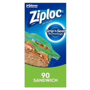 $3.22Ziploc 三明治零食食品保鲜袋 90个
