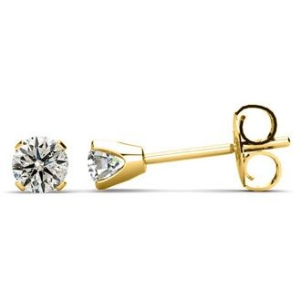 .22ct Colorless Natural Diamond Stud Earrings In Solid 14 Karat Yellow Gold. Almost A Full 1/4 Carat At An Amazing Price