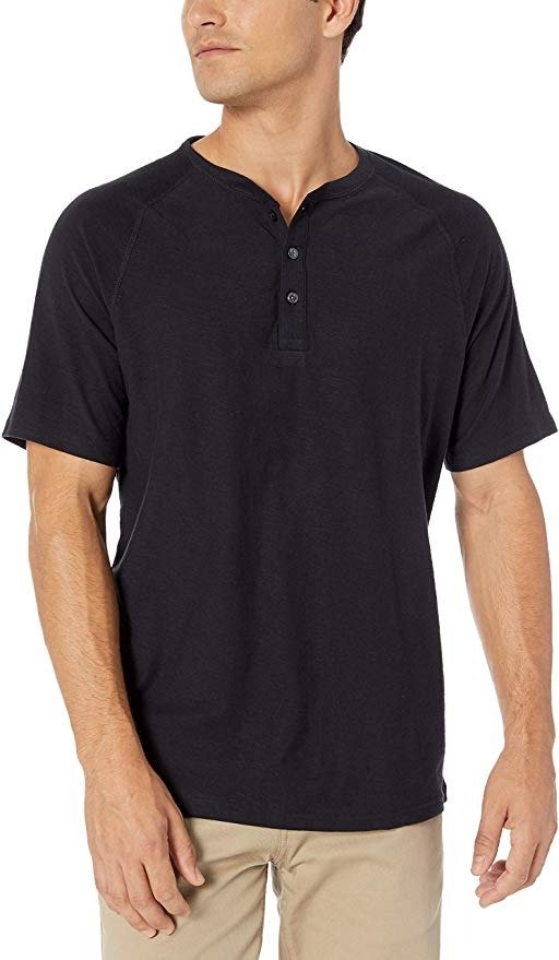 Men's Slim-fit Short-Sleeve Slub Henley T-Shirt