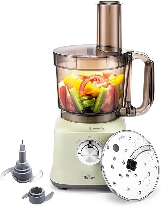 Food Processors, 800W Multifunctional Vegetable Chopper & Meat Grinder for Slicing, Shredding, Puree and Dough,8 Cup Easy-clean Bowl, Reversible Disc, Stainless Steel Blade and Dough Blade