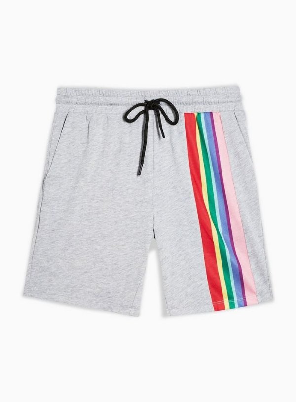 Gray Rainbow Stripe Shorts