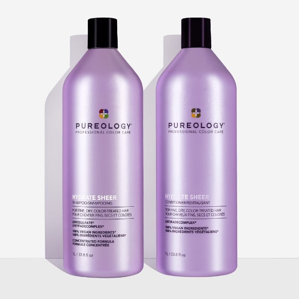 Hydrate Sheer Shampoo & Conditioner Liter For Fine Hair | Pureology