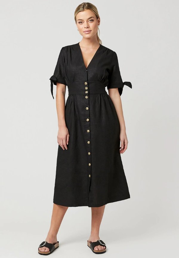 Buttoned Linen Mariposa Dress - WD0424P