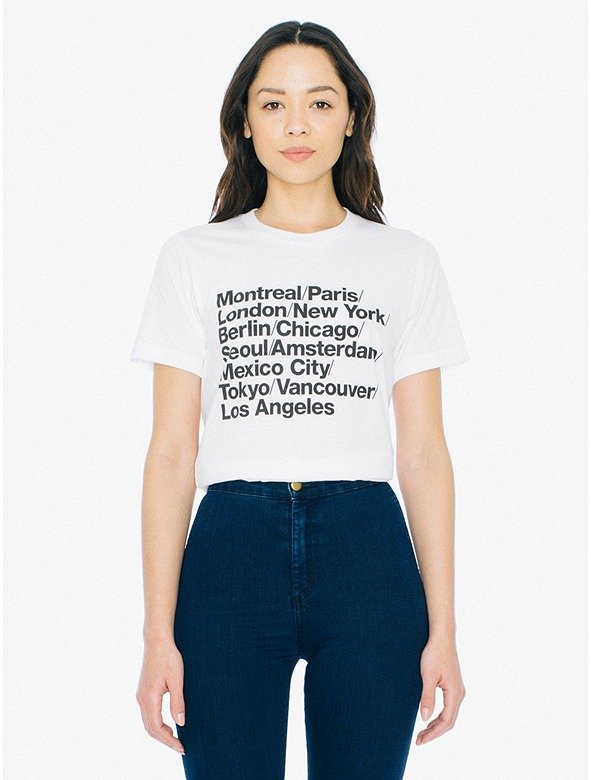 Unisex Cities Print 50/50 T-Shirt | American Apparel