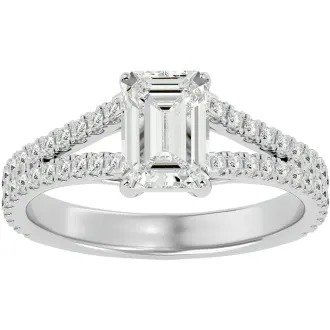 2 Carat Emerald Cut Diamond Engagement Ring In 14 Karat White Gold