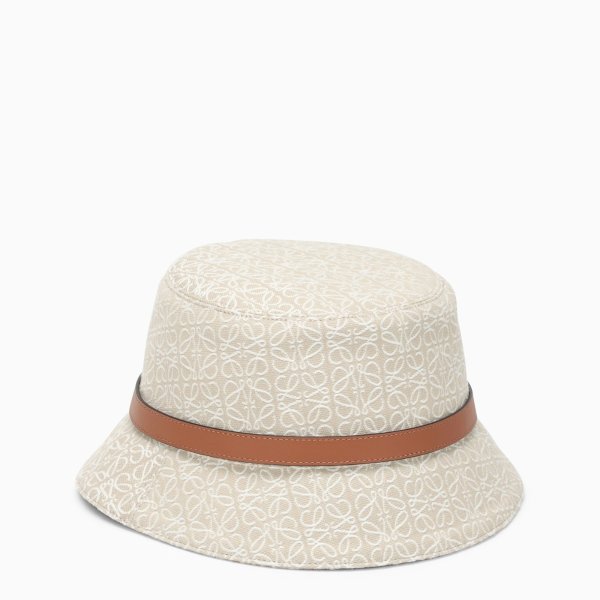 Ecru jacquard fabric bucket hat