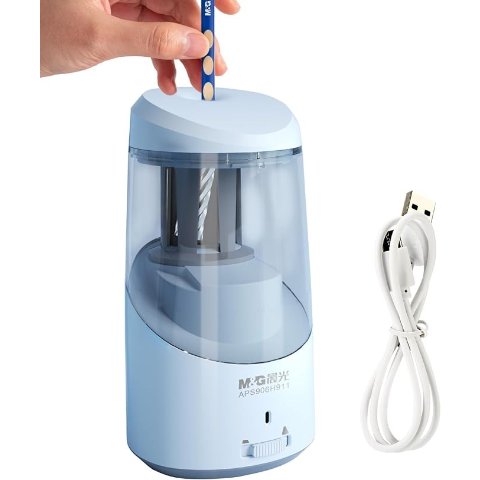 Electric Pencil Sharpener, Automatic Portable Pencil Sharpener USB Operated for 6-8mm Colored Pencils for Kids, School, Home(Blue)