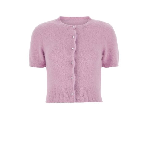 紫粉色半袖开衫
