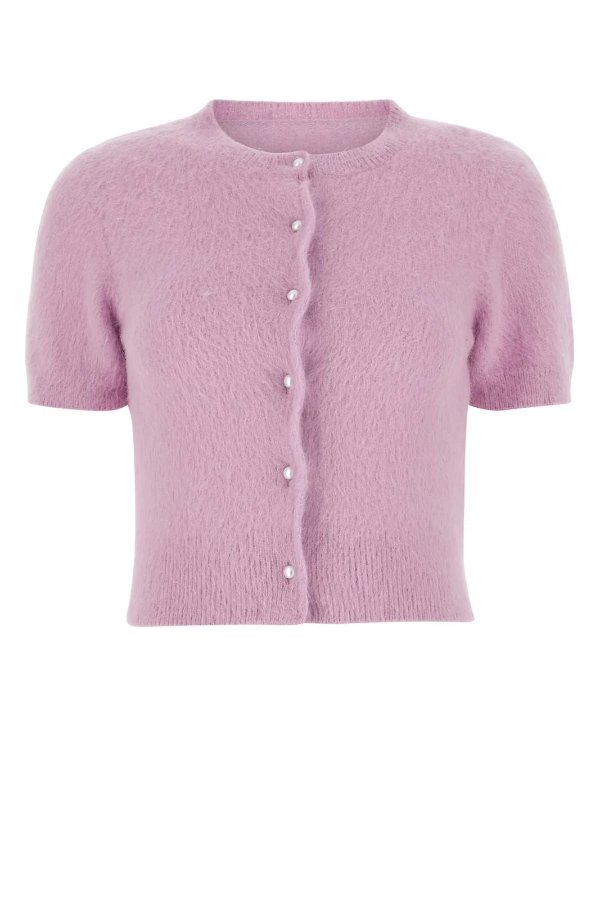 紫粉色半袖开衫
