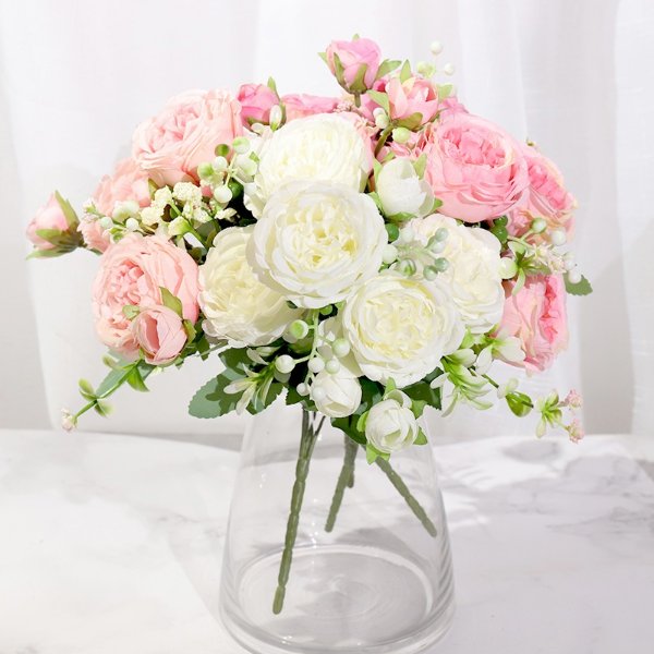 0.99US $ 77% OFF|Pink Silk Peony Artificial Flowers Rose Wedding Home Diy Decor High Quality Big Bouquet Foam Accessories Craft White Fake Flower - Artificial Flowers - AliExpress