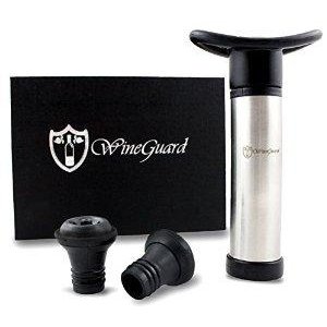 WineGuard Vacuum Wine Saver Pump and Two Stoppers in a Beautiful Gift Box 